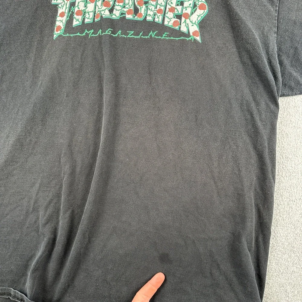Thrasher T Shirt Mens XL Black Magazine Rose Logo Skateboard Graphic Tee